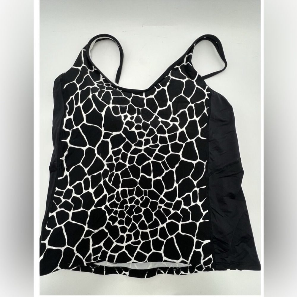 Beach House Swim Sz 14 black white giraffe print tankini new with tags